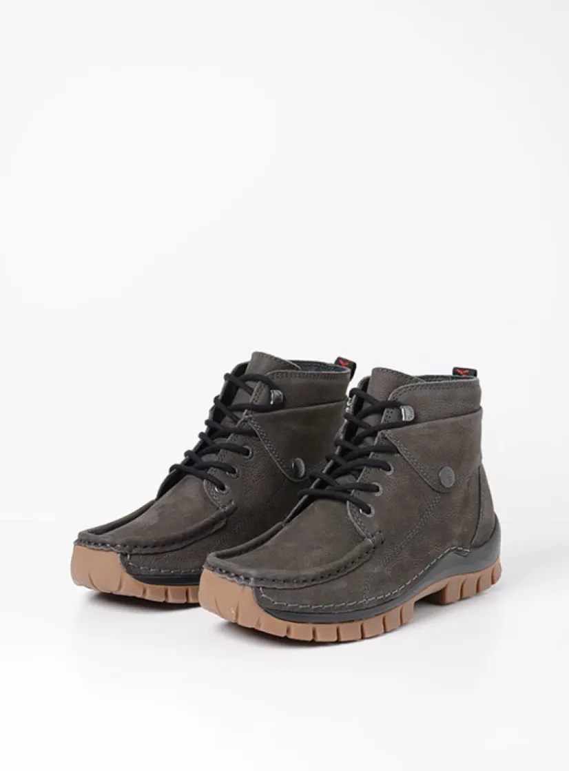 Wolky Jump - asfalt nubuck<DAMES Hoge Veterschoenen|Herfst/Winter