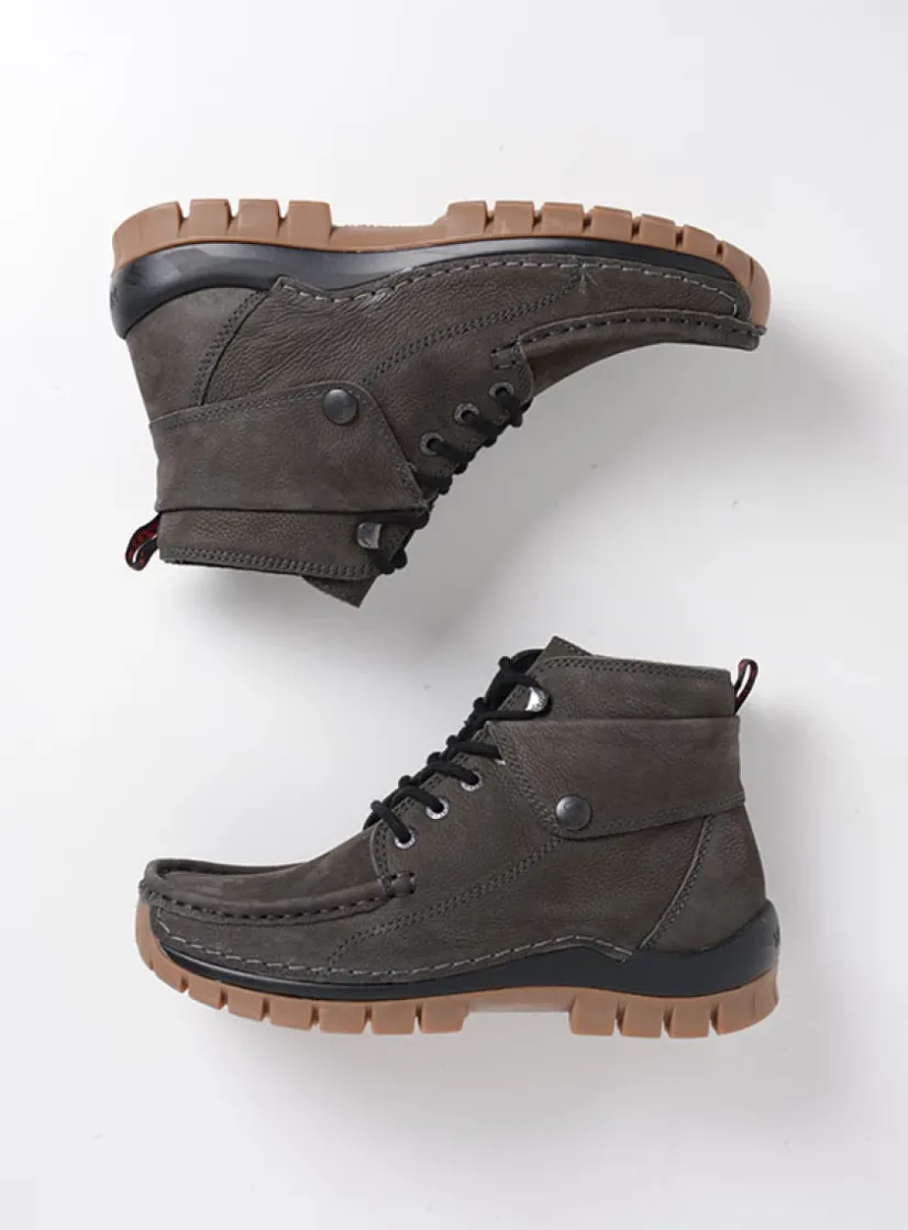 Wolky Jump - asfalt nubuck<DAMES Hoge Veterschoenen|Herfst/Winter