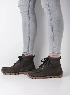 Wolky Jump - asfalt nubuck<DAMES Hoge Veterschoenen|Herfst/Winter