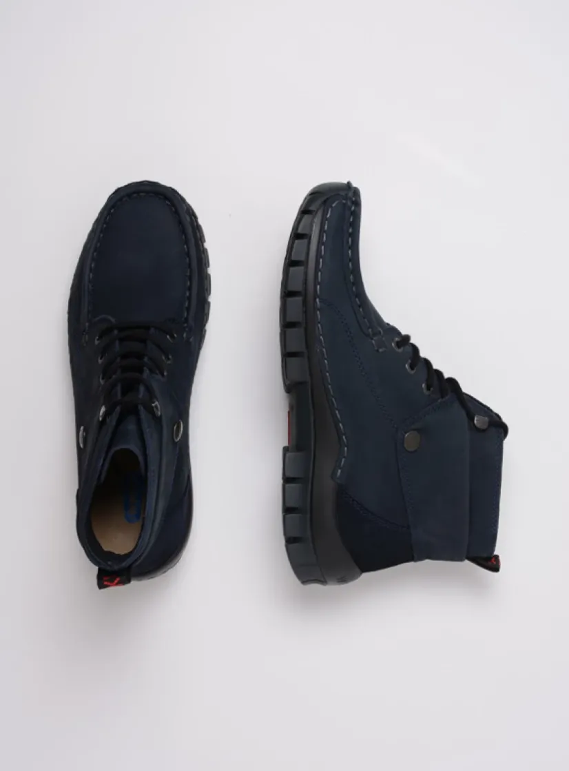 Wolky Jump - blauw nubuck<DAMES Hoge Veterschoenen|Herfst/Winter