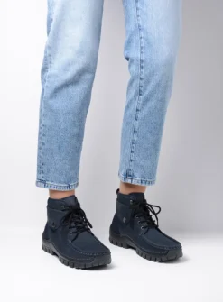 Wolky Jump - blauw nubuck<DAMES Hoge Veterschoenen|Herfst/Winter