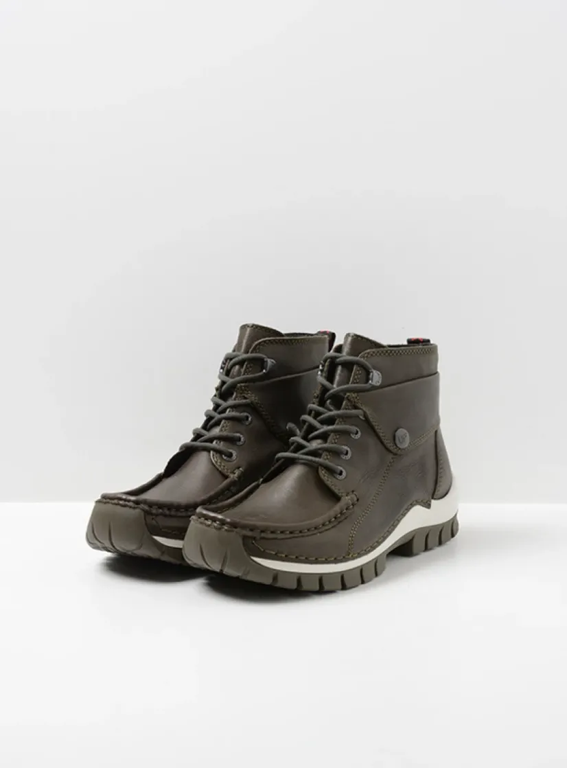 Wolky Jump - cactus leer<DAMES Hoge Veterschoenen|Herfst/Winter