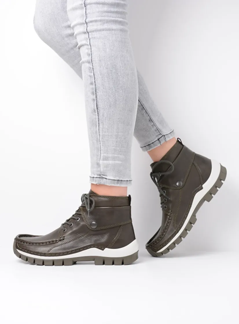 Wolky Jump - cactus leer<DAMES Hoge Veterschoenen|Herfst/Winter