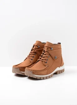 Wolky Jump - cognac nubuck<DAMES Hoge Veterschoenen|Herfst/Winter
