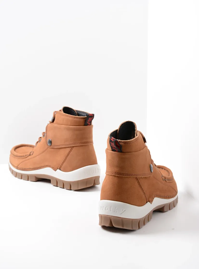 Wolky Jump - cognac nubuck<DAMES Hoge Veterschoenen|Herfst/Winter