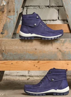 Wolky Jump - paars nubuck<DAMES Hoge Veterschoenen|Herfst/Winter