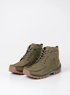 Wolky Jump - pesto groen nubuck<DAMES Hoge Veterschoenen|Herfst/Winter