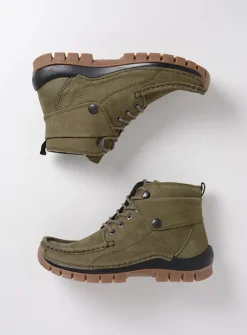 Wolky Jump - pesto groen nubuck<DAMES Hoge Veterschoenen|Herfst/Winter
