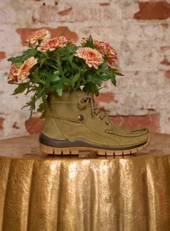 Wolky Jump - pesto groen nubuck<DAMES Hoge Veterschoenen|Herfst/Winter