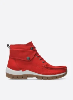 Wolky Jump - rood nubuck<DAMES Hoge Veterschoenen|Herfst/Winter