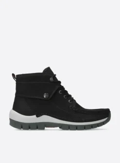 Wolky Jump - zwart grijsgroen nubuck<DAMES Hoge Veterschoenen|Herfst/Winter
