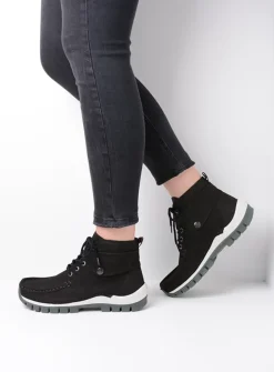 Wolky Jump - zwart grijsgroen nubuck<DAMES Hoge Veterschoenen|Herfst/Winter