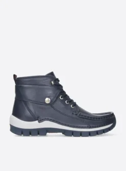 Wolky Jump Summer - denim leer<DAMES Hoge Veterschoenen