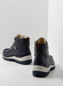 Wolky Jump Summer - denim leer<DAMES Hoge Veterschoenen