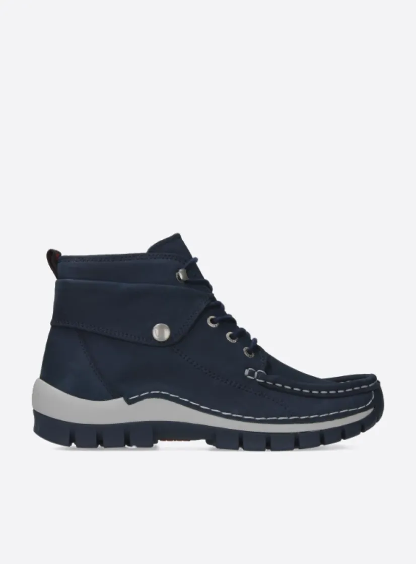 Wolky Jump Summer - denim nubuck<DAMES Hoge Veterschoenen