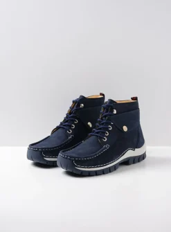 Wolky Jump Summer - denim nubuck<DAMES Hoge Veterschoenen