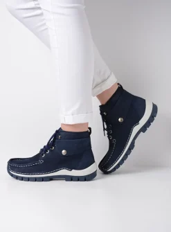 Wolky Jump Summer - denim nubuck<DAMES Hoge Veterschoenen