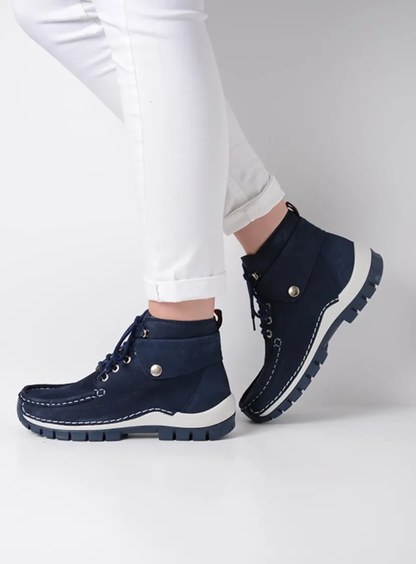 Wolky Jump Summer - denim nubuck<DAMES Hoge Veterschoenen