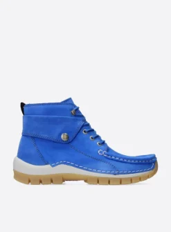 Wolky Jump Summer - hemelsblauw nubuck<DAMES Hoge Veterschoenen