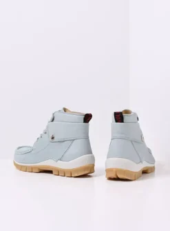 Wolky Jump Summer - lichtblauw leer<DAMES Hoge Veterschoenen
