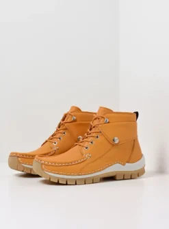 Wolky Jump Summer - lichtoranje leer<DAMES Hoge Veterschoenen