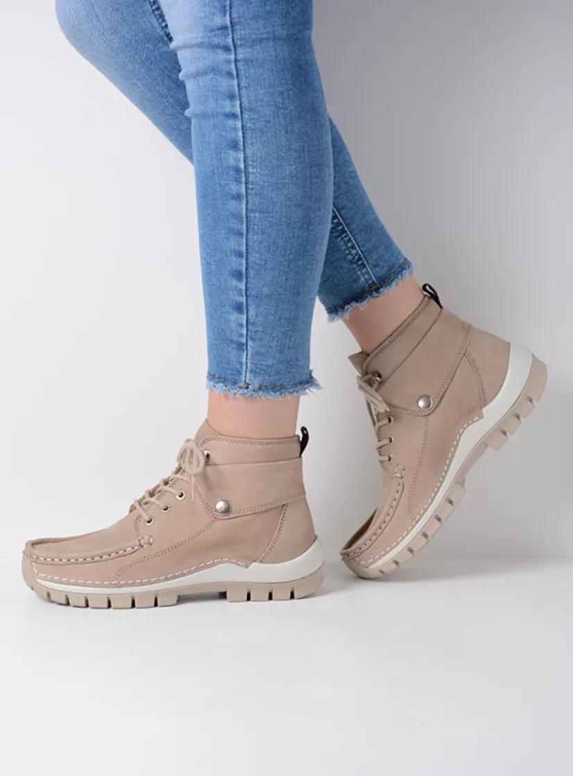 Wolky Jump Summer - safari nubuck<DAMES Hoge Veterschoenen