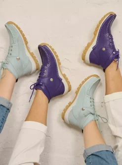 Wolky Jump Summer - violet leer<DAMES Hoge Veterschoenen