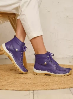 Wolky Jump Summer - violet leer<DAMES Hoge Veterschoenen
