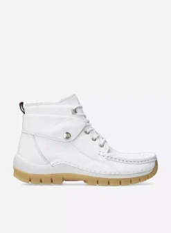 Wolky Jump Summer - wit leer<DAMES Hoge Veterschoenen