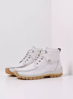 Wolky Jump Summer - wit leer<DAMES Hoge Veterschoenen