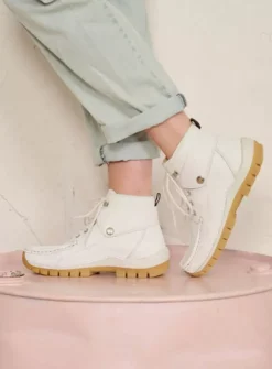 Wolky Jump Summer - wit leer<DAMES Hoge Veterschoenen