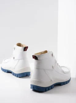 Wolky Jump Summer - wit/blauw leer<DAMES Hoge Veterschoenen