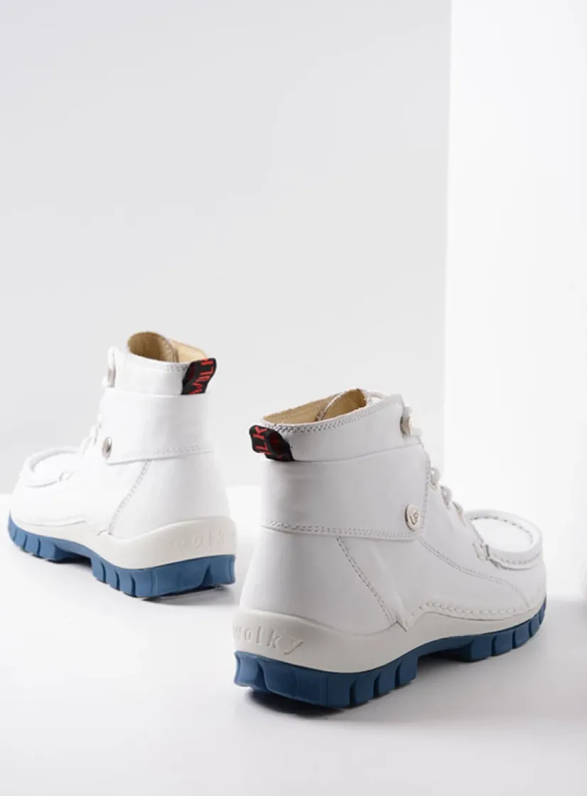 Wolky Jump Summer - wit/blauw leer<DAMES Hoge Veterschoenen