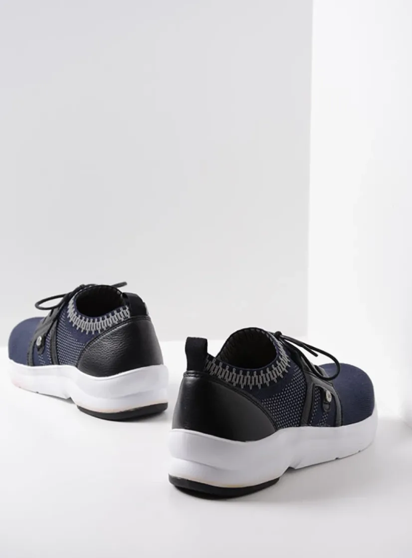 Wolky Kalona - blauw 3D knitting<DAMES Lage Veterschoenen