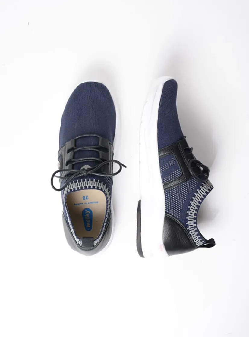 Wolky Kalona - blauw 3D knitting<DAMES Lage Veterschoenen