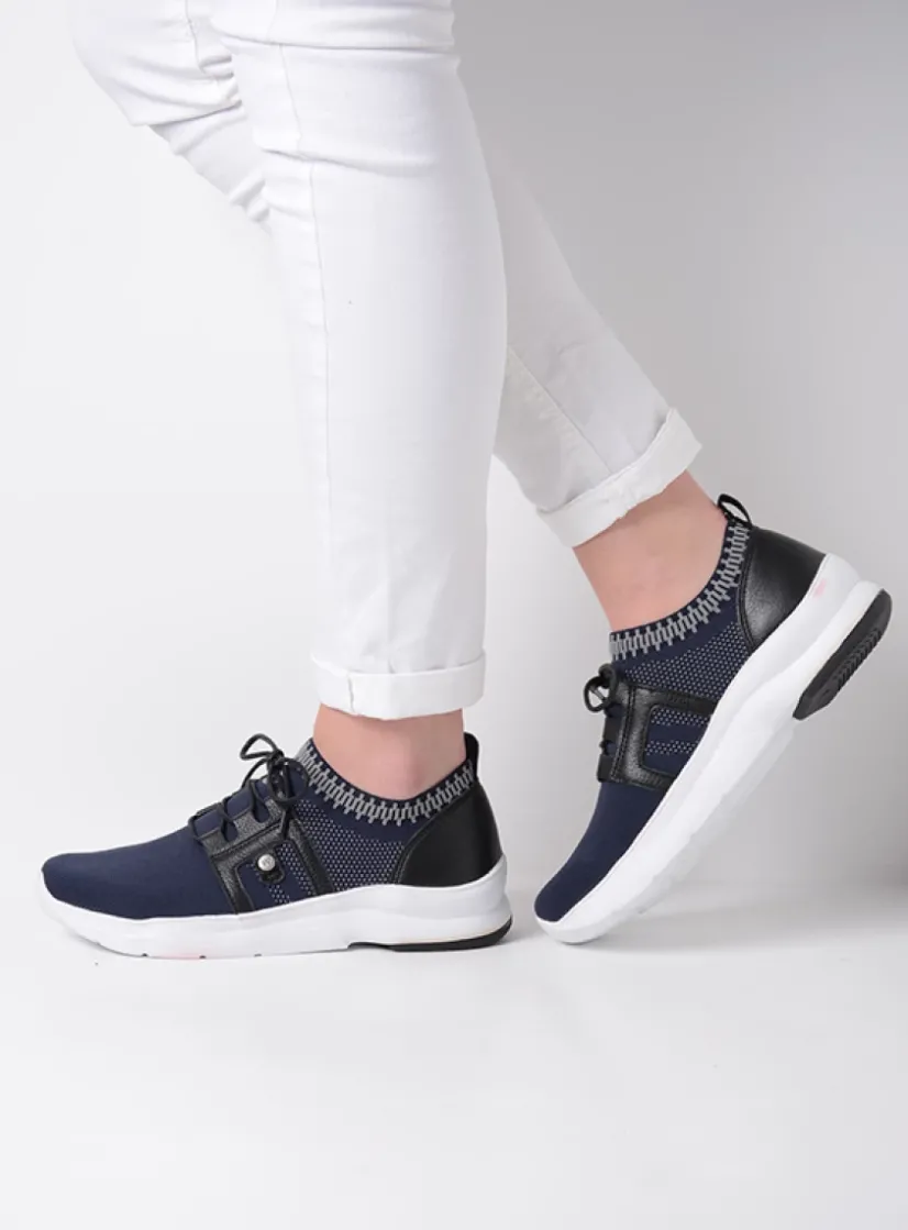 Wolky Kalona - blauw 3D knitting<DAMES Lage Veterschoenen