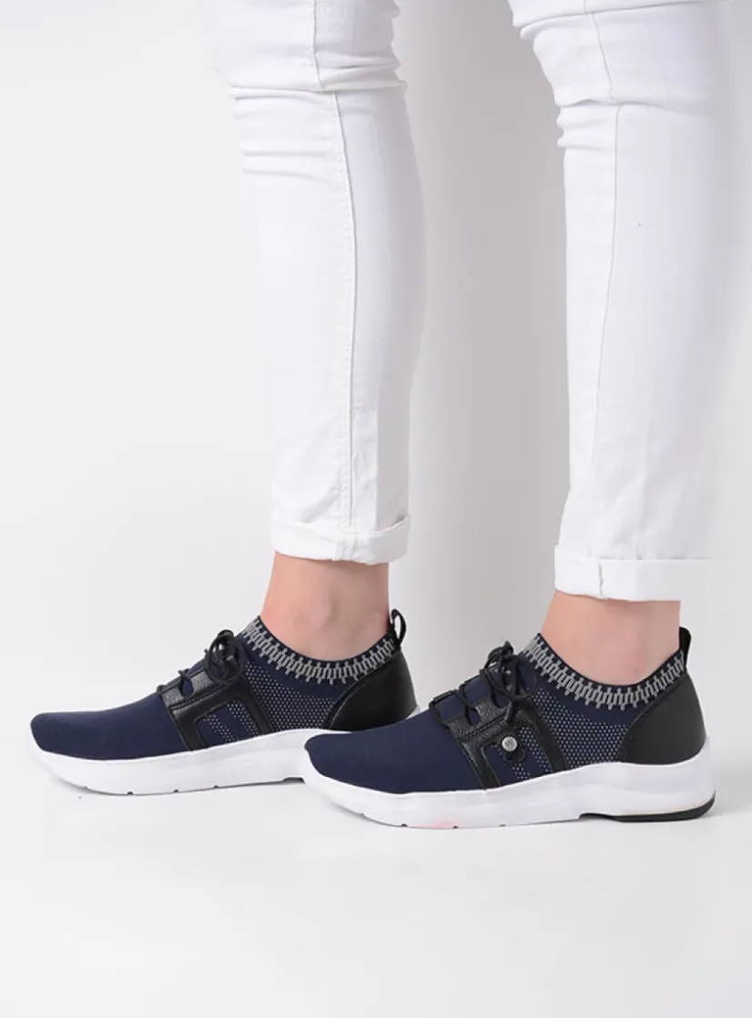 Wolky Kalona - blauw 3D knitting<DAMES Lage Veterschoenen