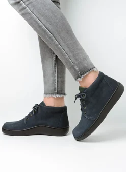 Wolky Kansas Lady XW - blauw nubuck<DAMES Hoge Veterschoenen|Herfst/Winter