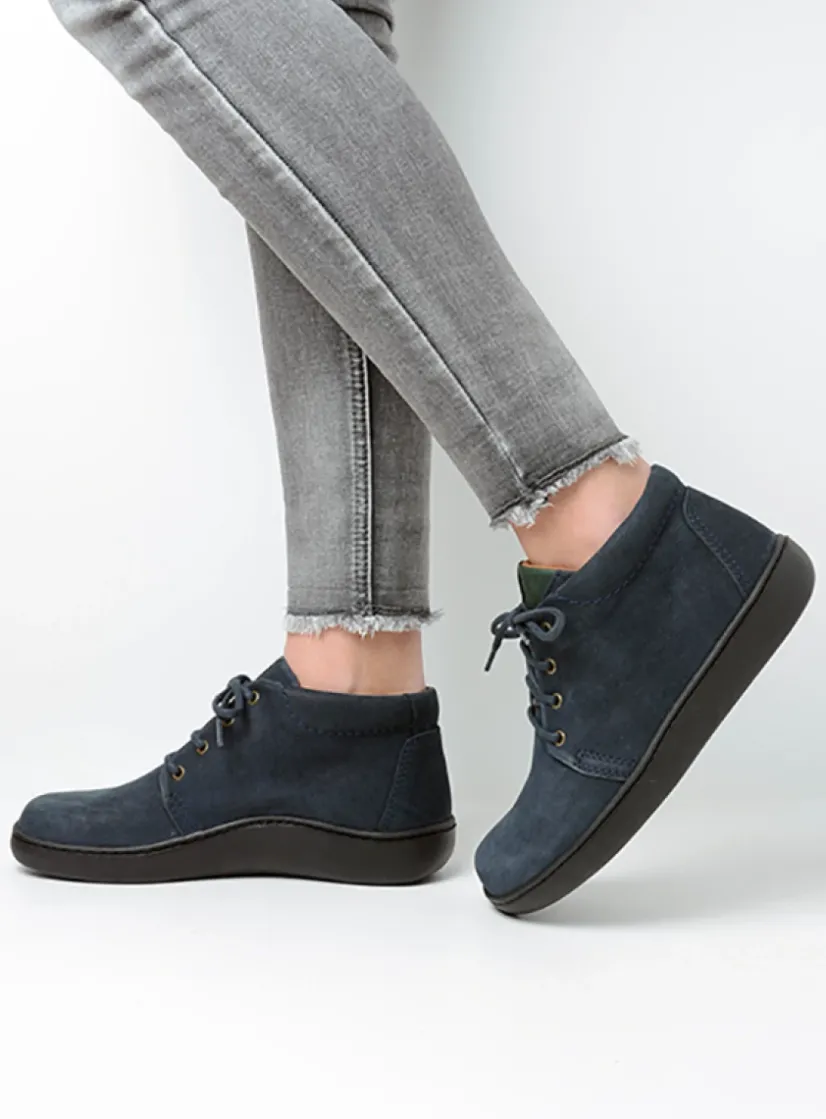 Wolky Kansas Lady XW - blauw nubuck<DAMES Hoge Veterschoenen|Herfst/Winter