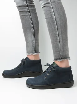 Wolky Kansas Lady XW - blauw nubuck<DAMES Hoge Veterschoenen|Herfst/Winter