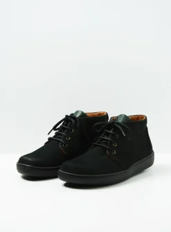 Wolky Kansas Lady XW - zwart nubuck<DAMES Hoge Veterschoenen|Herfst/Winter