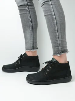 Wolky Kansas Lady XW - zwart nubuck<DAMES Hoge Veterschoenen|Herfst/Winter