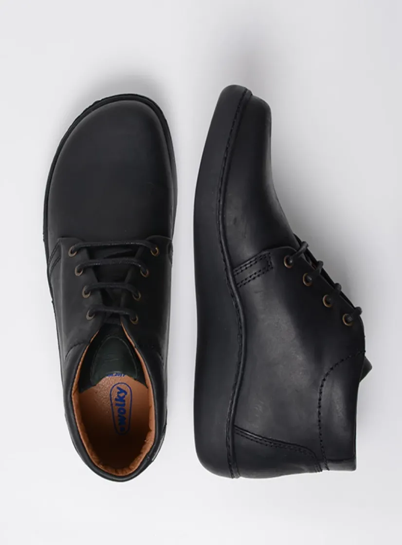 Wolky Kansas Men - zwart leer<Heren Veterschoenen Heren|Nette Schoenen Heren