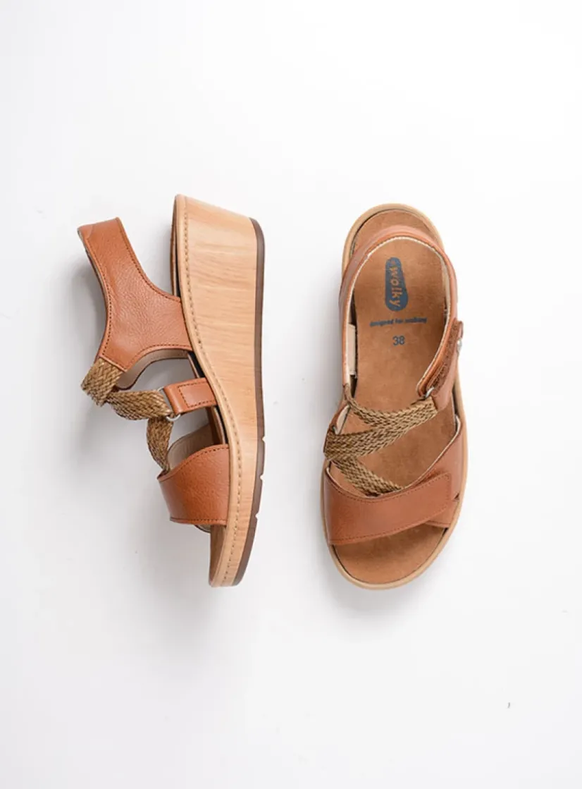 Wolky La Jolla - cognac leer<DAMES Sandalen