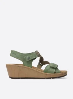 Wolky La Jolla - olijfgroen leer<DAMES Sandalen