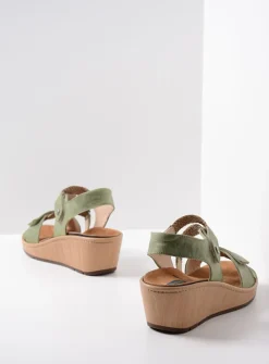 Wolky La Jolla - olijfgroen leer<DAMES Sandalen