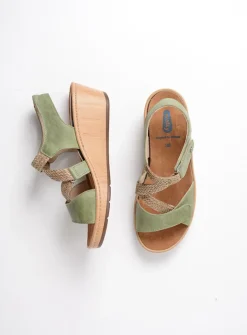 Wolky La Jolla - olijfgroen leer<DAMES Sandalen