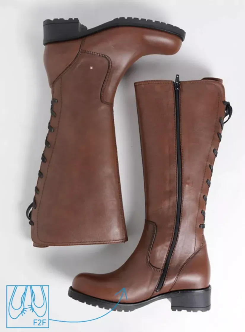 Wolky Lascana F2F - cognac leer<DAMES Lange Laarzen|Herfst/Winter