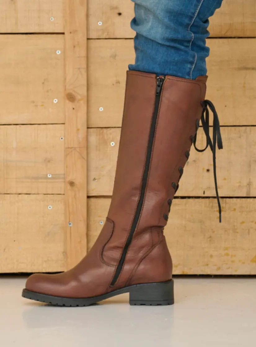 Wolky Lascana F2F - cognac leer<DAMES Lange Laarzen|Herfst/Winter