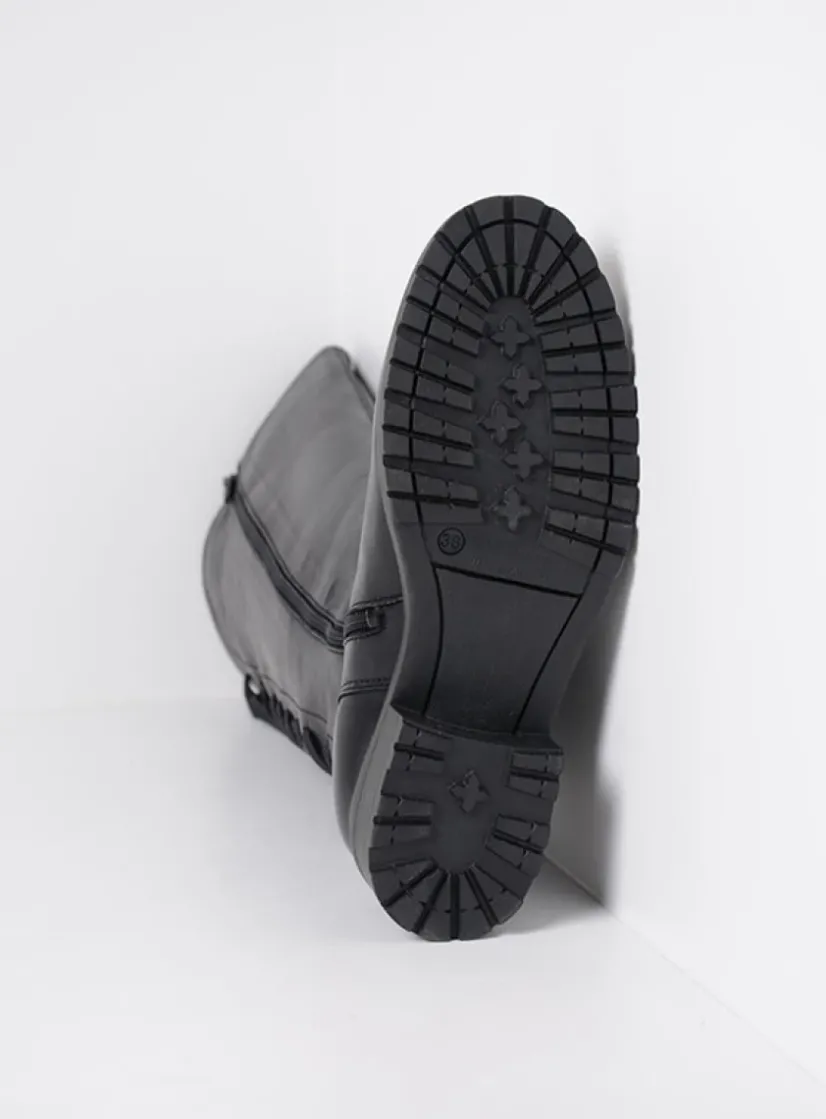 Wolky Lascana F2F - zwart leer<DAMES Lange Laarzen|Herfst/Winter
